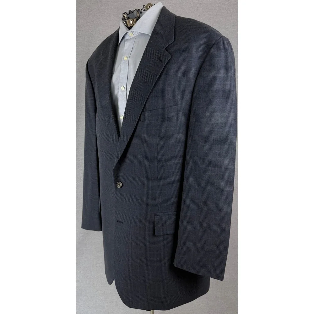 Chaps Ralph Lauren Mens 48T‎ Blue Glen Plaid 100% Wool Blazer Sport Coat Jacket